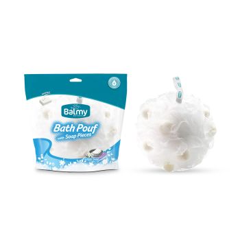 BALMY BATH POUF - WHITE SOAP